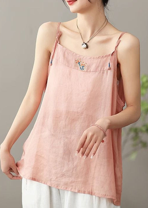 Dame Topp Spaghetti Stropper Brodert Sommerstil 4