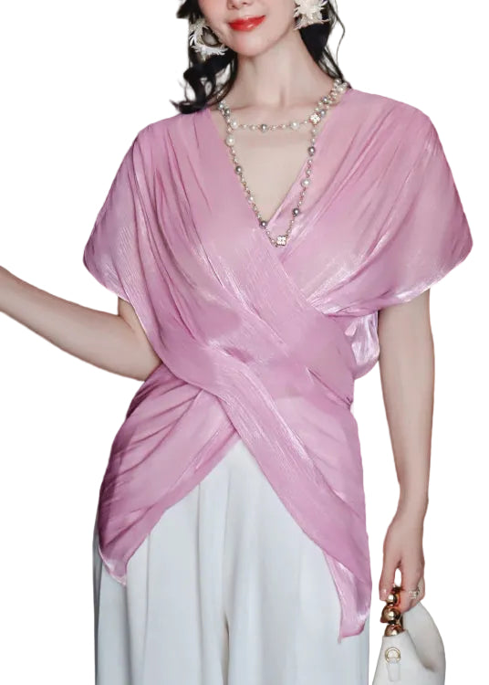 Dame Topp V-hals Cross Batwing Erme 0