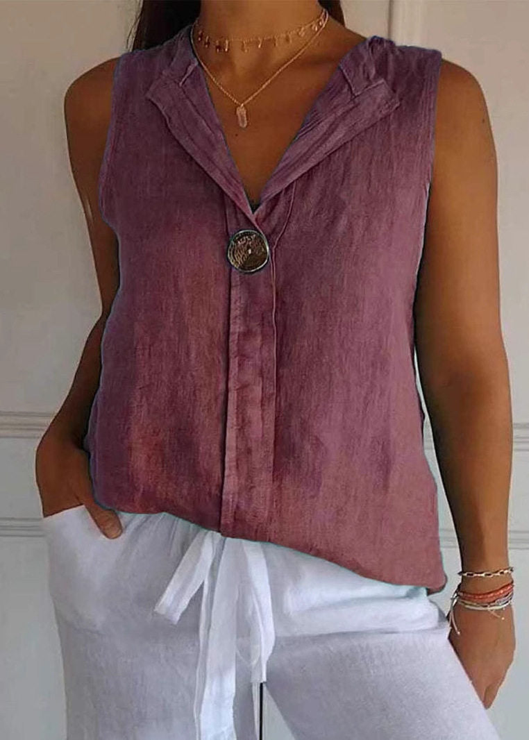 Dame Topp V-hals Patchwork Design 1
