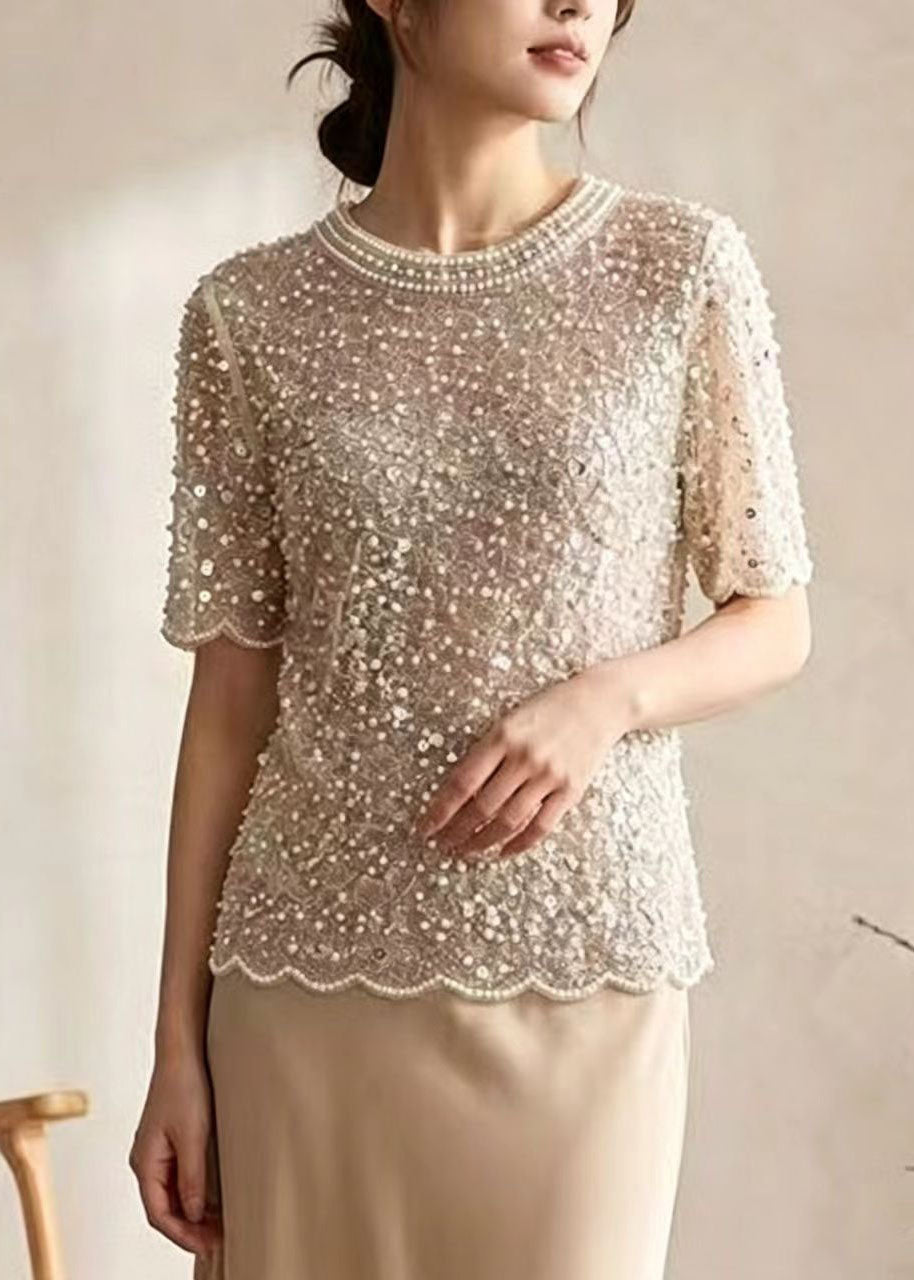 Dame Topp med Paljetter og Tyll Sommerstil 3