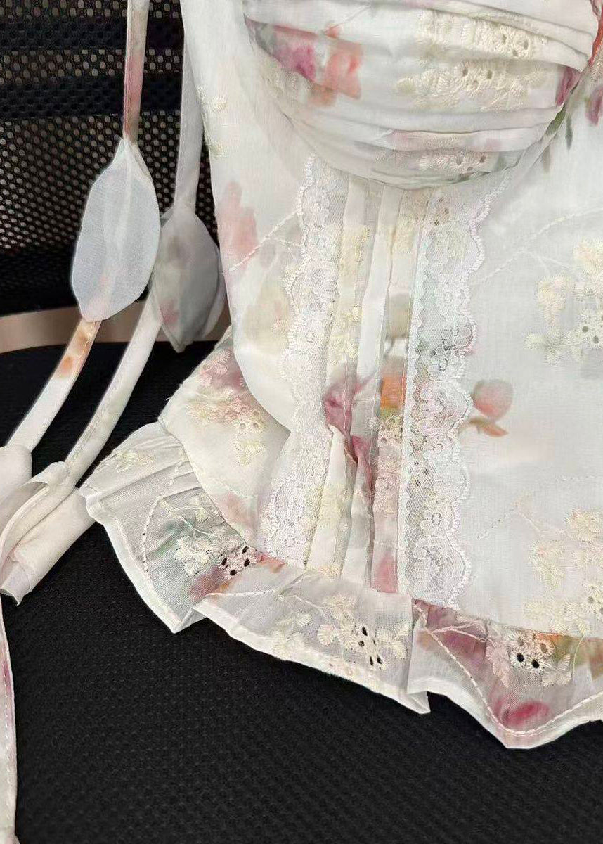 Dame Topp med Spaghettistropper og Blomstermønster 4