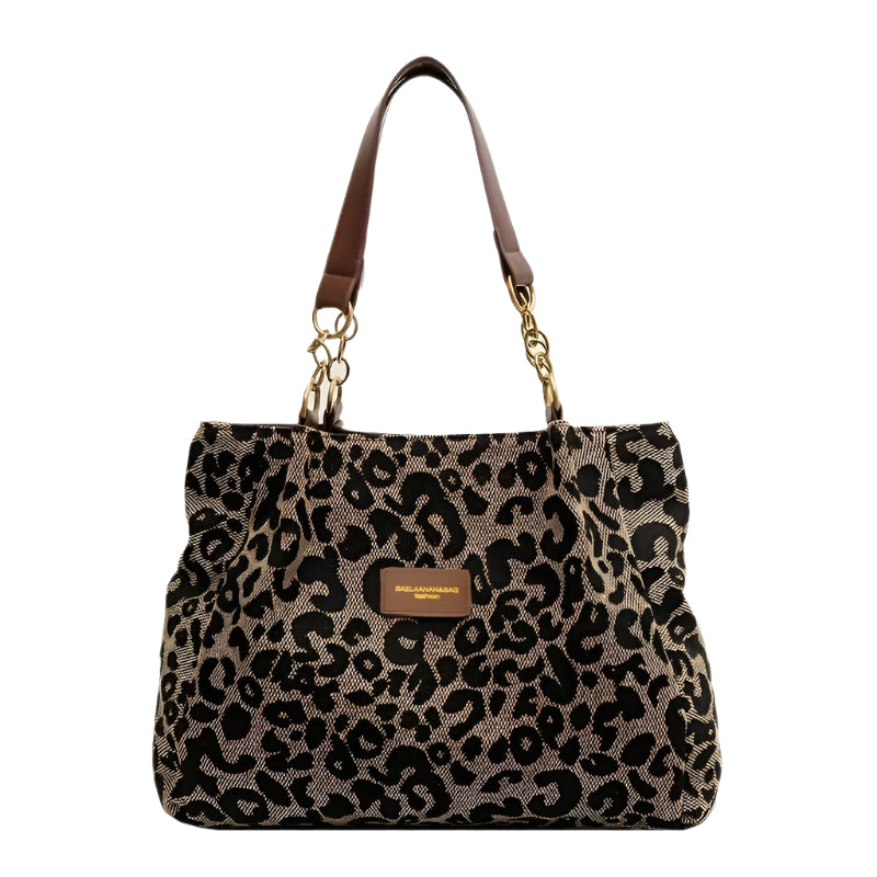 Dame Tote Bag Leopardtrykk Lettvekt Canvas 0