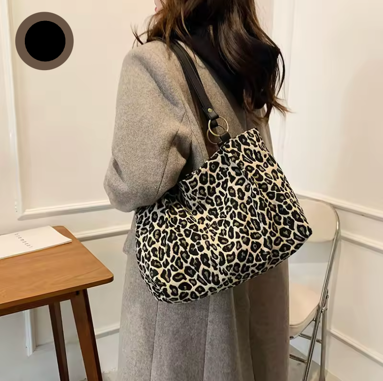 Dame Tote Bag Leopardtrykk Lettvekt Canvas 7