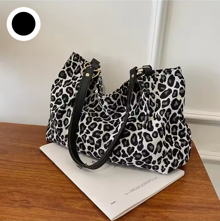 Dame Tote Bag Leopardtrykk Lettvekt Canvas 8