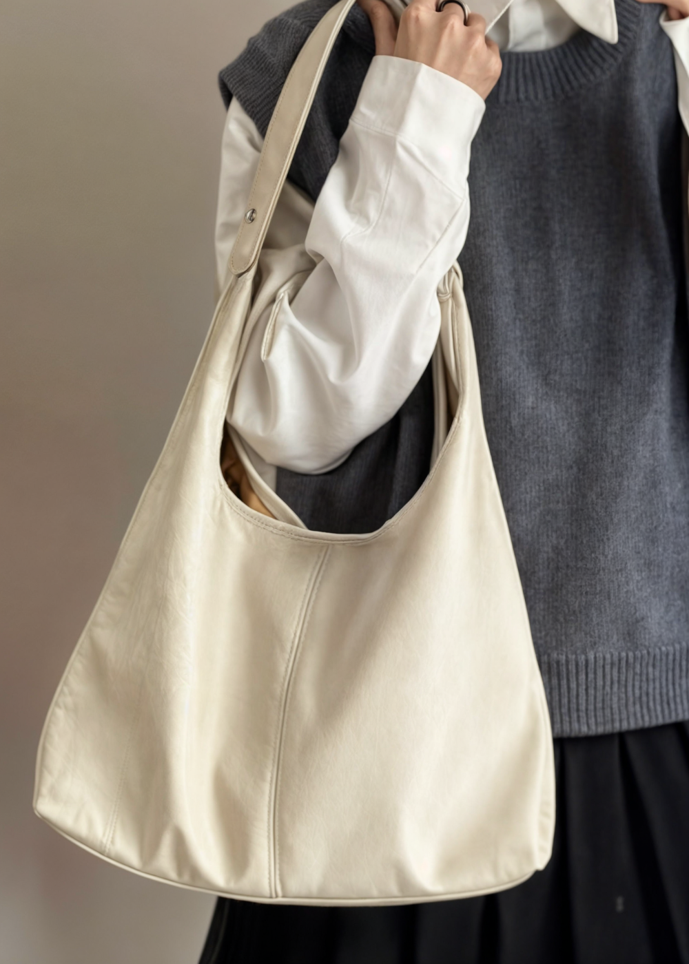 Dame Tote Bag Vintage PU Lær 8