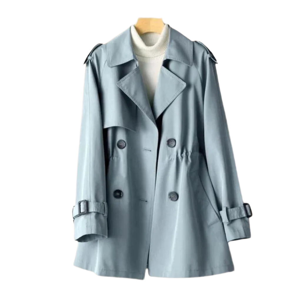 Dame Trench Coat Vintage Dobbeltbrystet Nylon-Blanding 0