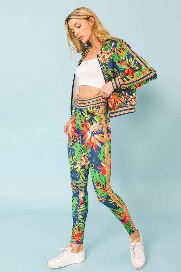 Dame Tropical Vibe Tracksuit Kabelstrikket Lounge Set 1