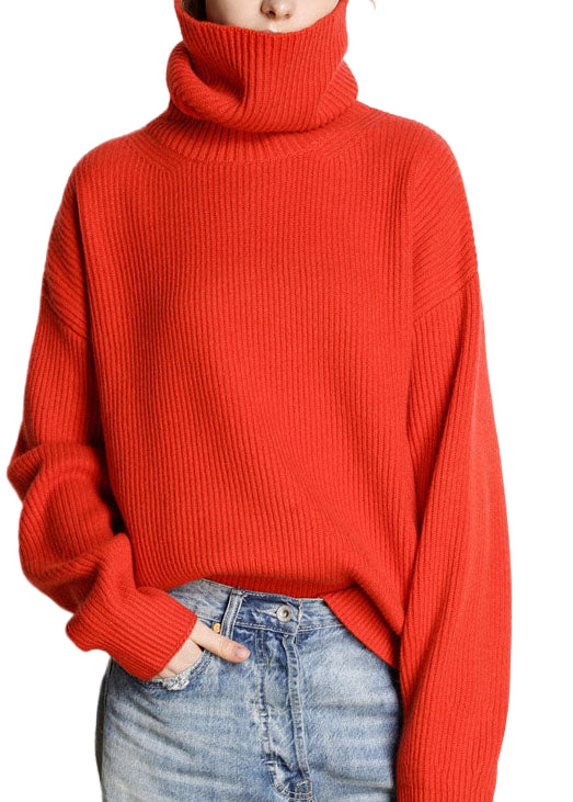 Dame Turtle Neck Strikket Genser i Cashmere 0