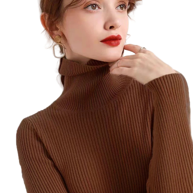 Dame Turtleneck Genser Strikket Langermet Komfortabel 10