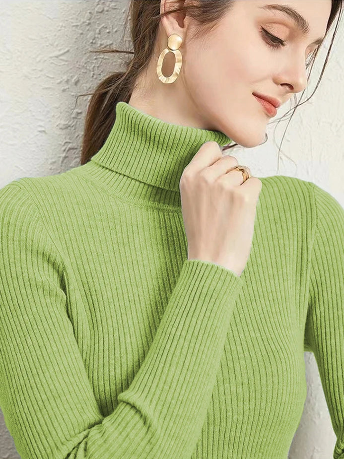 Dame Turtleneck Genser Strikket Langermet Komfortabel 16