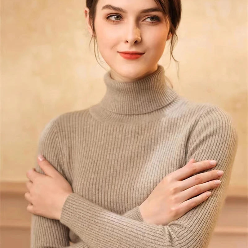 Dame Turtleneck Genser Strikket Langermet Komfortabel 5