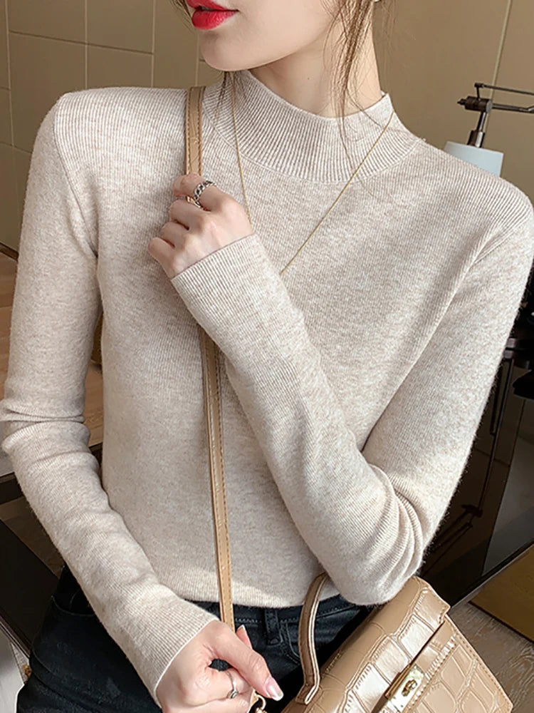 Dame Turtleneck Genser Strikket Langermet Komfortabel Stoff 10