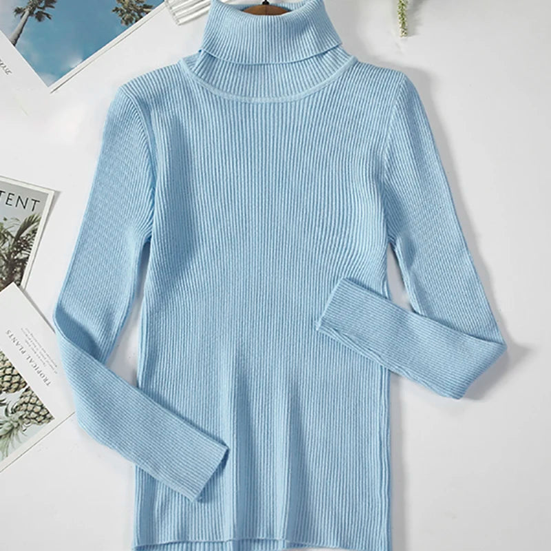 Dame Turtleneck Genser Strikket Ullblanding Myk 14