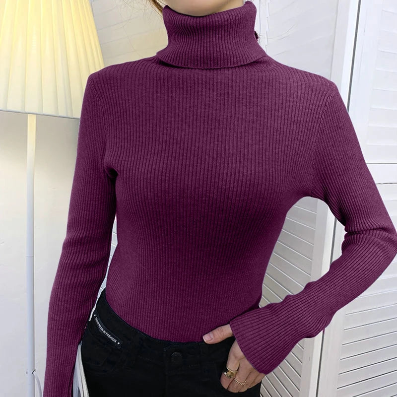 Dame Turtleneck Genser Strikket Ullblanding Myk 15