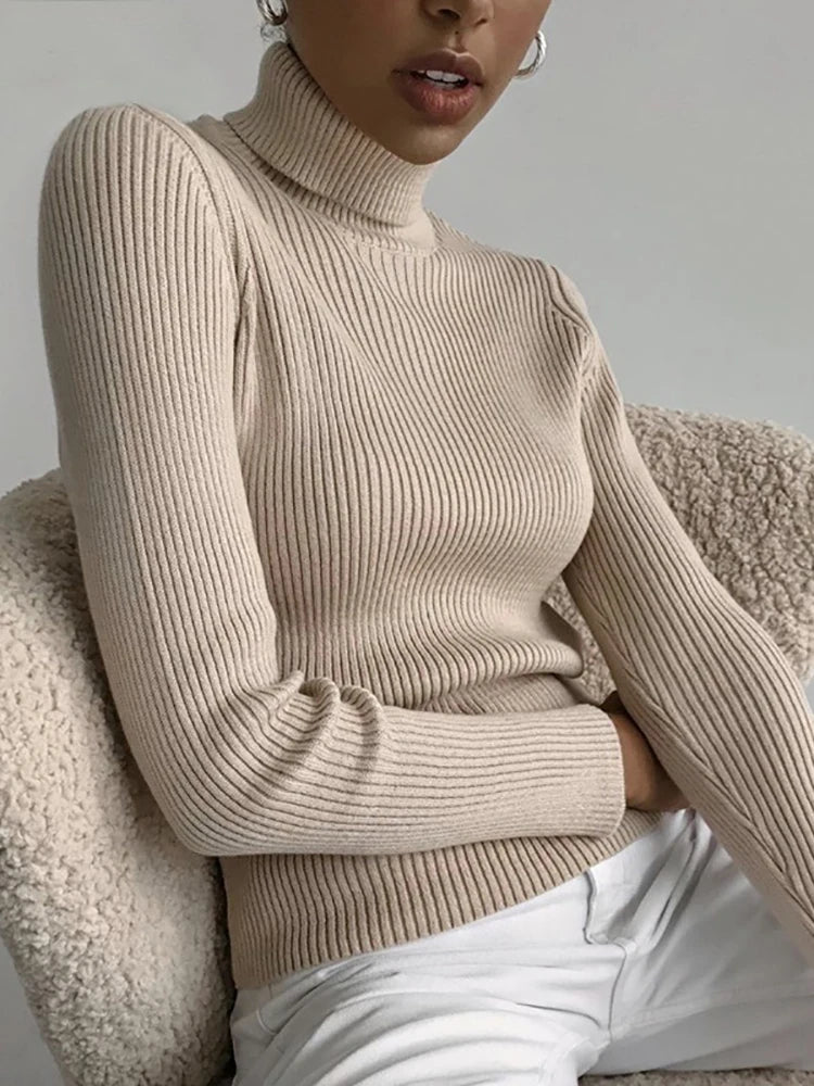 Dame Turtleneck Genser Strikket Ullblanding Myk 1
