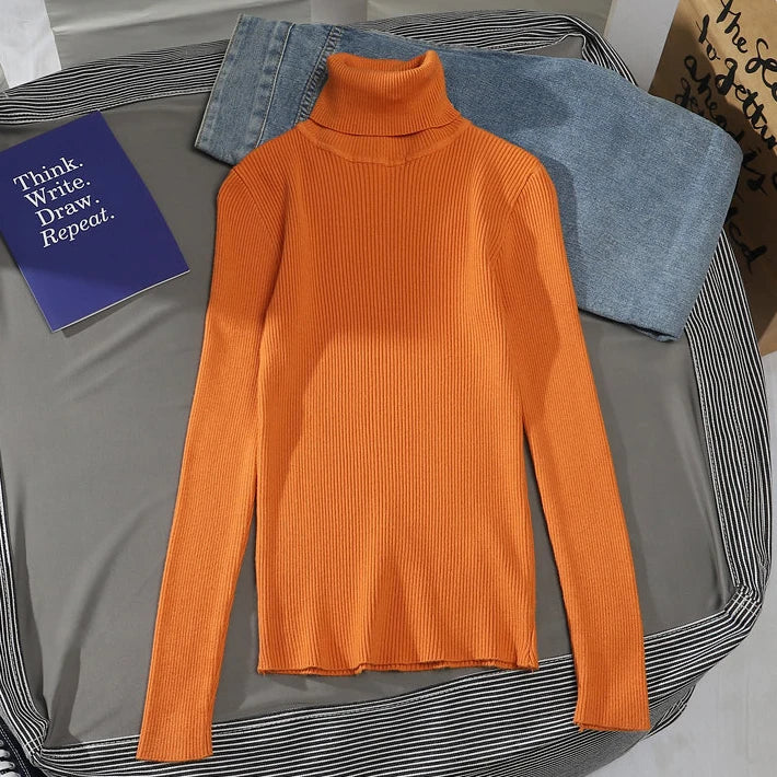 Dame Turtleneck Genser Strikket Ullblanding Myk 22