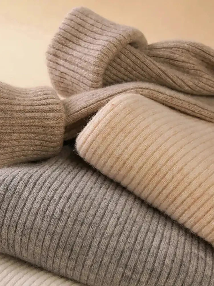 Dame Turtleneck Genser Strikket Ullblanding Myk 5
