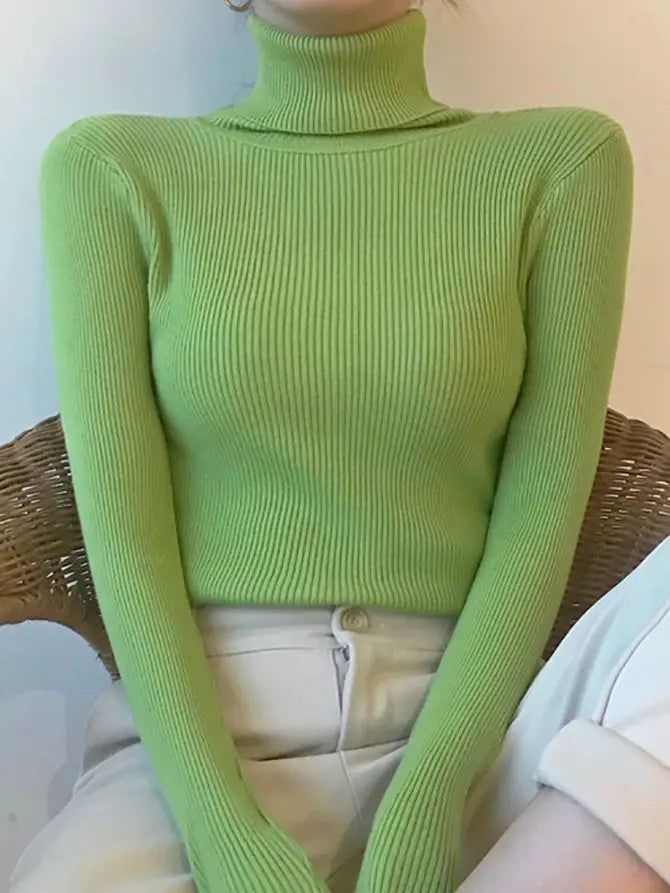 Dame Turtleneck Genser Strikket Ullblanding Myk 8