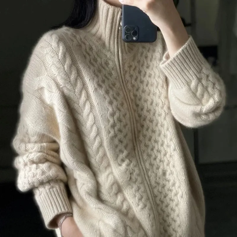 Dame Turtleneck Genser i Kashmir Stil 1