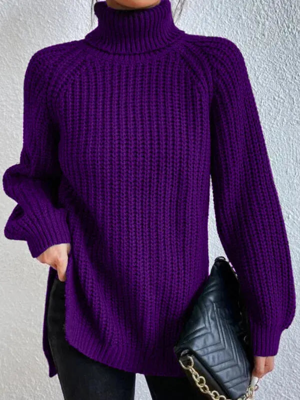Dame Turtleneck Genser med Raglan-Ermer 1