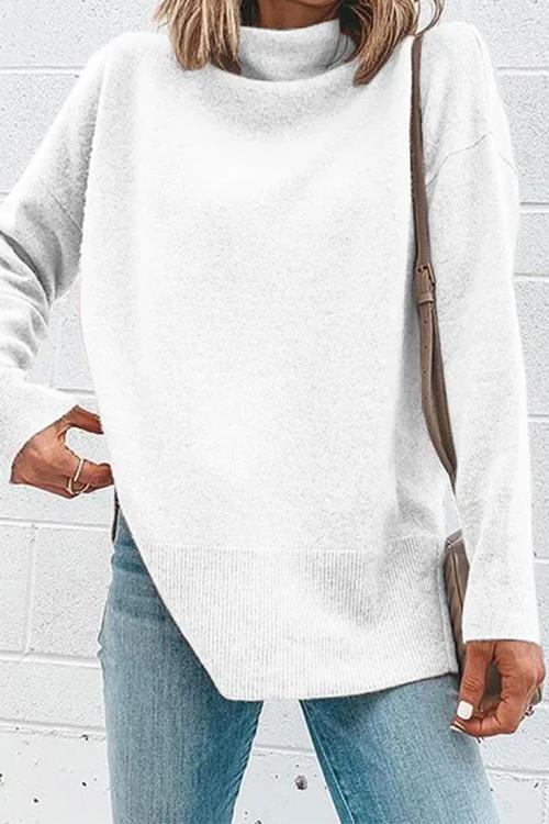 Dame Turtleneck Langermet Topp med Side Splitt 2