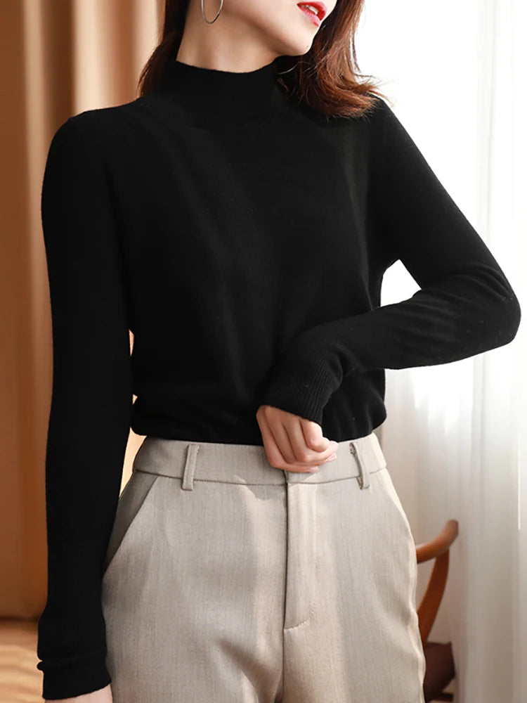 Dame Turtleneck Pullover Strikket Genser Langermet Materiale 2