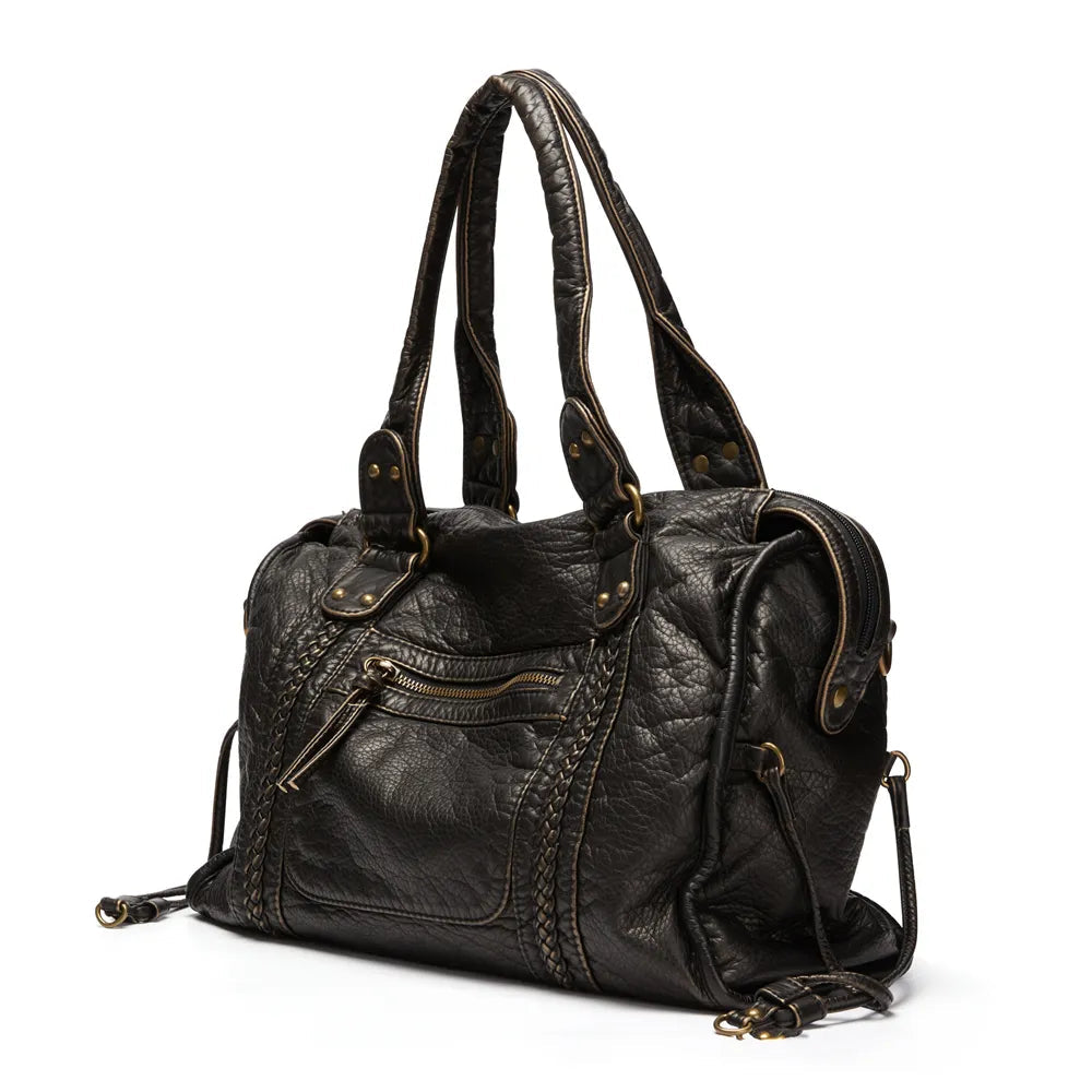 Dame Vesker Vintage Stil Svart Med Romslig Design 5