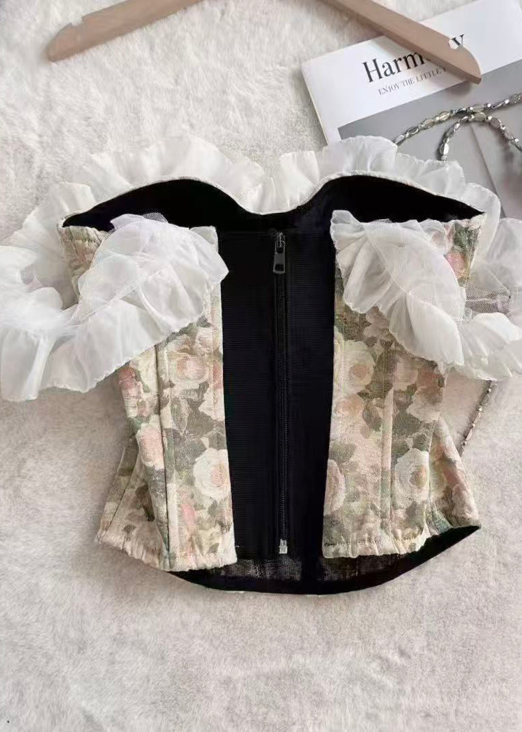 Dame Vest med Volangtrykk i Grønn Stil 1
