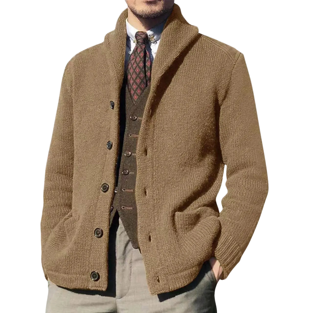 Dame Vintage Cardigan med Jakkekrage 0