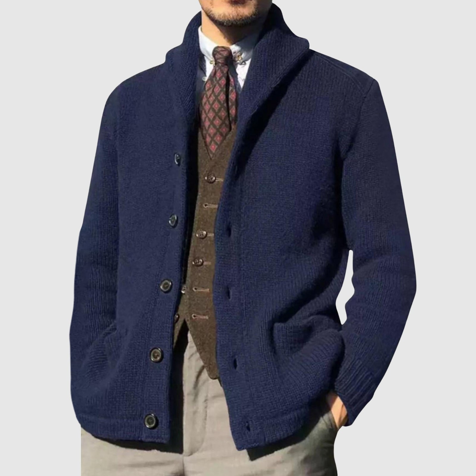 Dame Vintage Cardigan med Jakkekrage 4