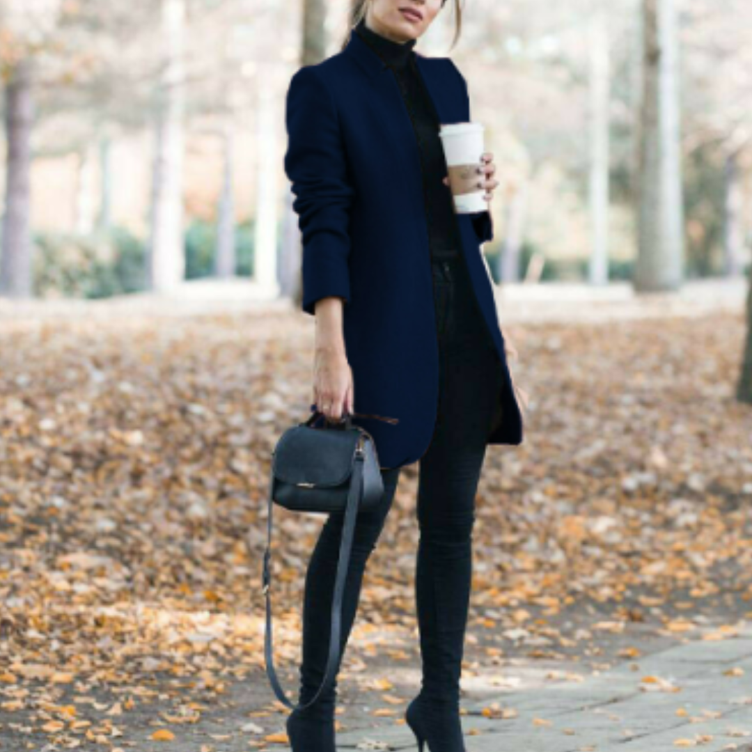 Dame Vinter Jakke Stehkragen Klassisk Design Holdbart Stoff 9