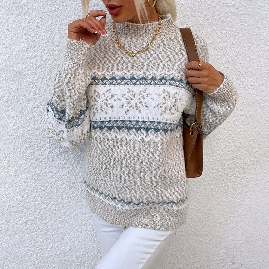 Dame Vintergenser Turtleneck Snøfnuggmønster 3
