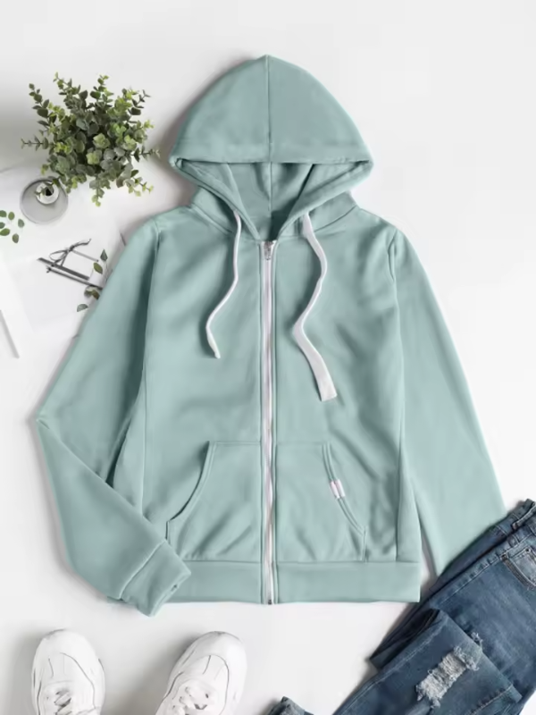 Dame Zip-Up Hoodie med Avslappet Passform 1