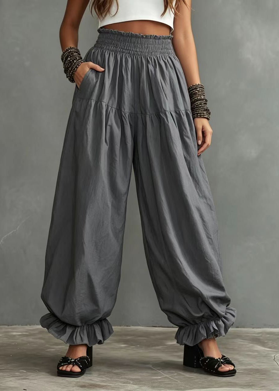 Dame bukser med volanger og oversized passform 3