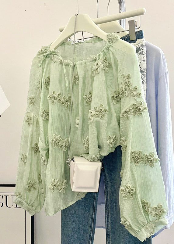 Damebluse Rund Hals Løs Passform Blomsterprint 0