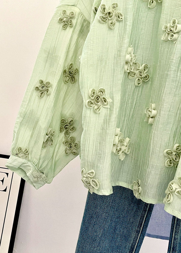 Damebluse Rund Hals Løs Passform Blomsterprint 4
