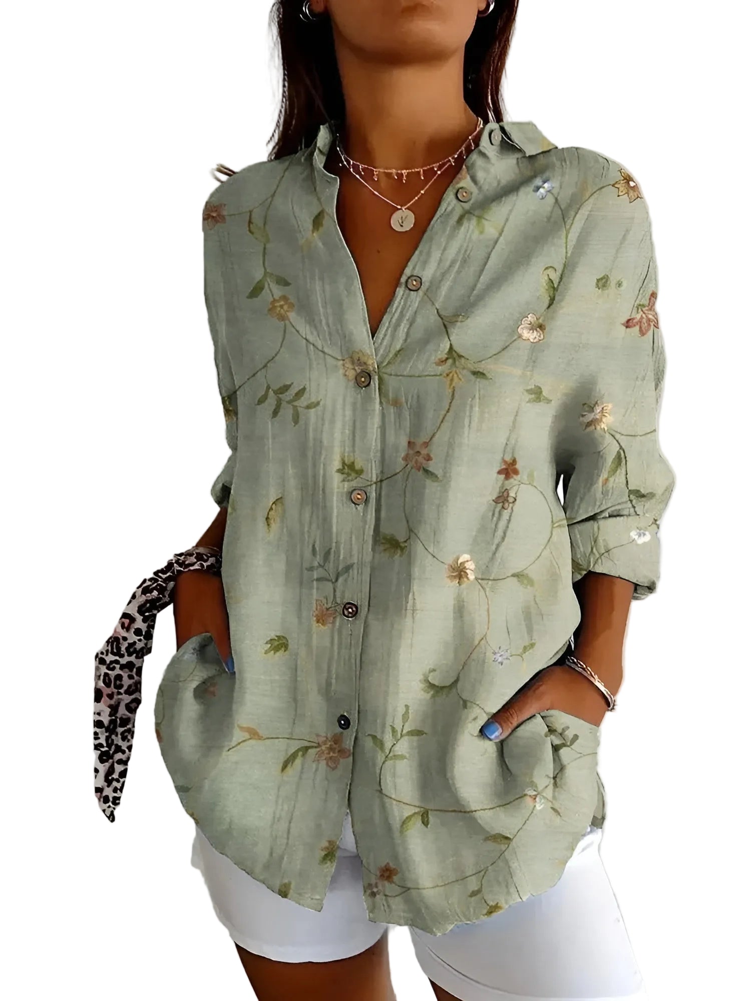 Damebluse med Lunefulle Trykk Avslappet Stil 0