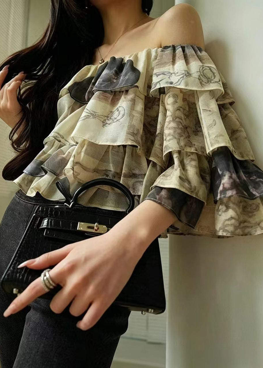 Damebluse med lagvis design og mønster 3
