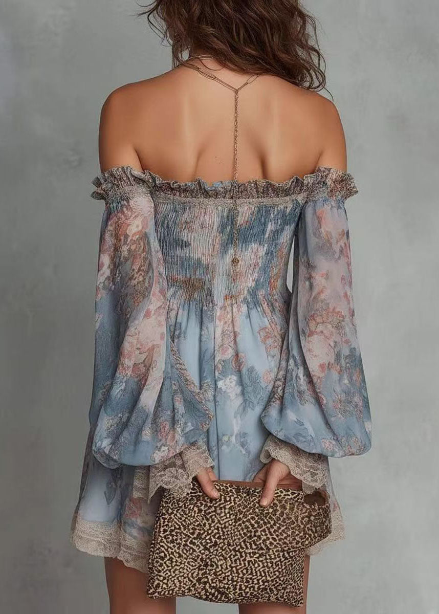 Damebluse med langermet patchwork og rynket design 2