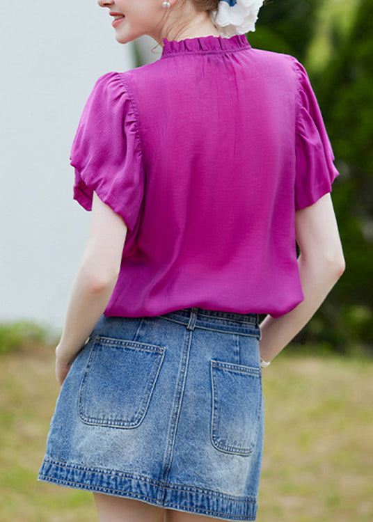 Damebluse med volanger og puffermer 4