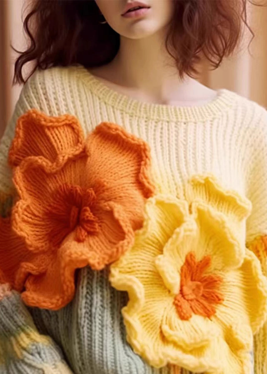 Damegenser med Lange Ermer i Unik Aprikosblomstret Design 2