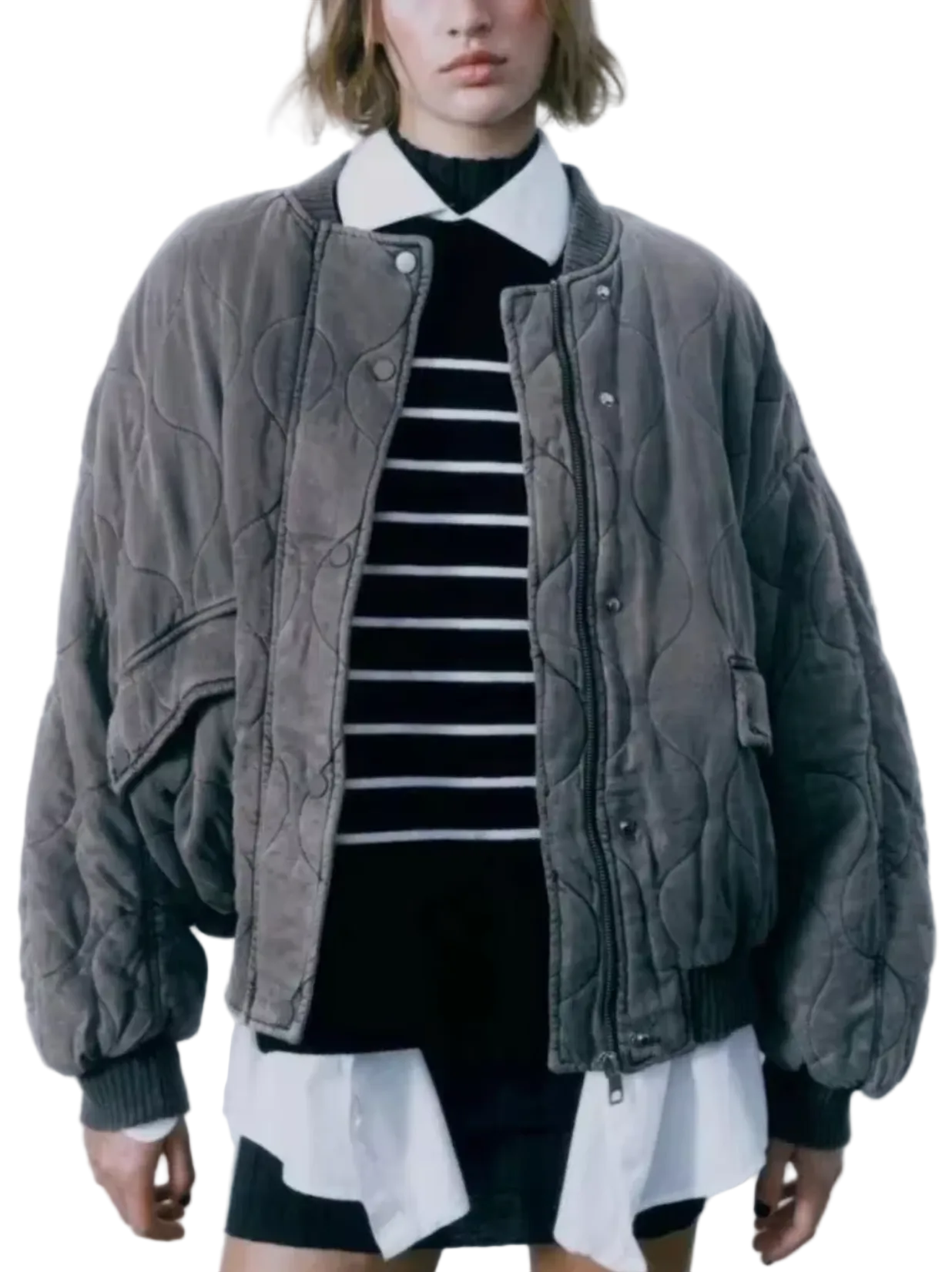 Damejakke med rund hals og vintage stil 0