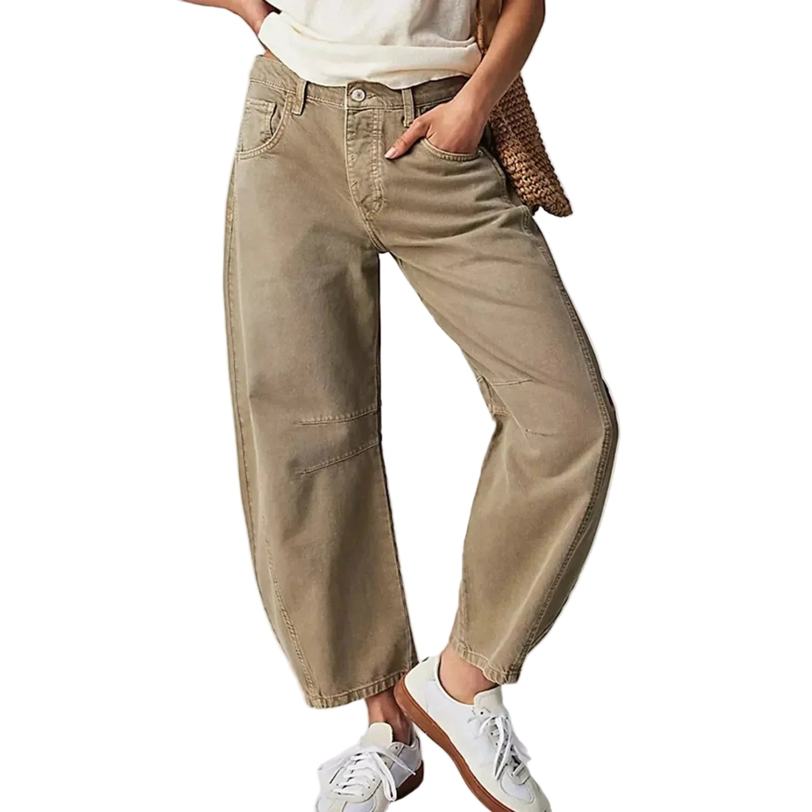 Damejeans med Brede Ben og Lav Midje Uformell Stil 0