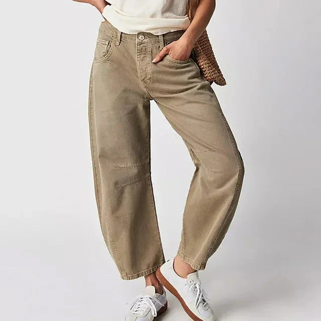 Damejeans med brede ben og høy midje 1