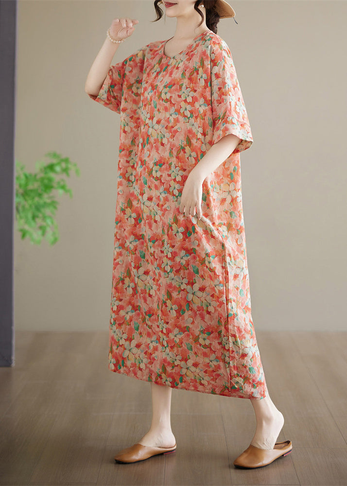 Damekjole Lang Patchwork Med Korte Ermer Uformell Stil 3