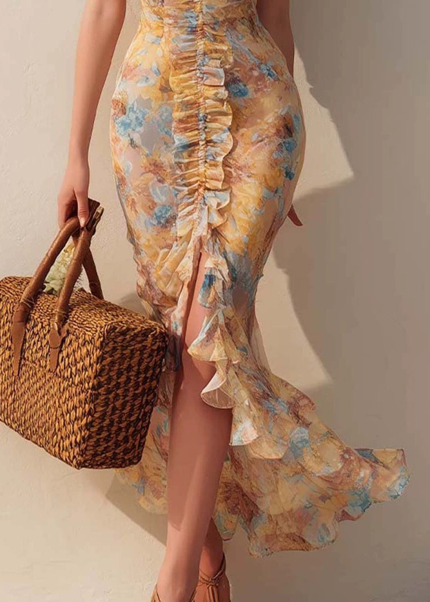 Damekjole Sommer Patchwork Med Volanger 3