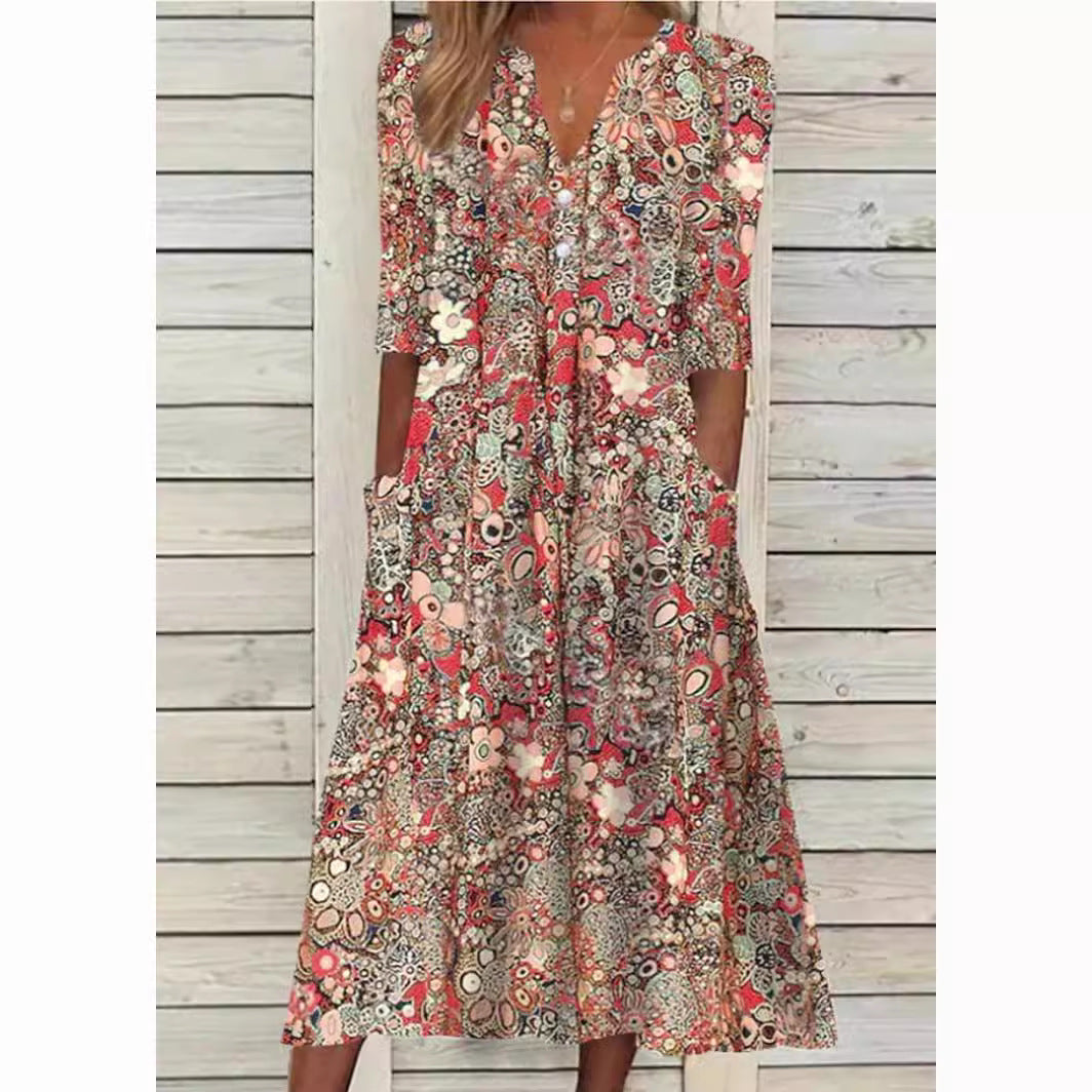 Damen Blomsterkjole Moderne Lett Stoff 1