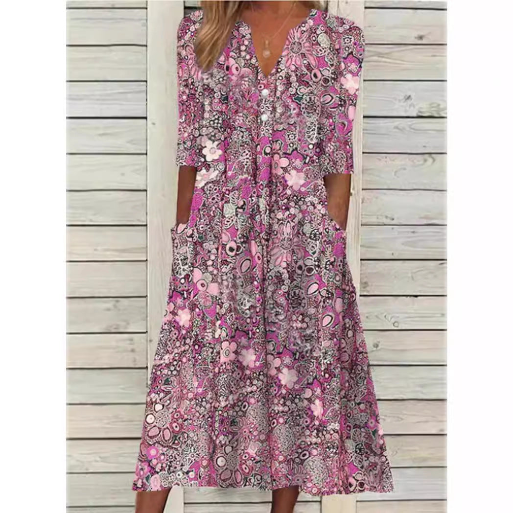Damen Blomsterkjole Moderne Lett Stoff 3