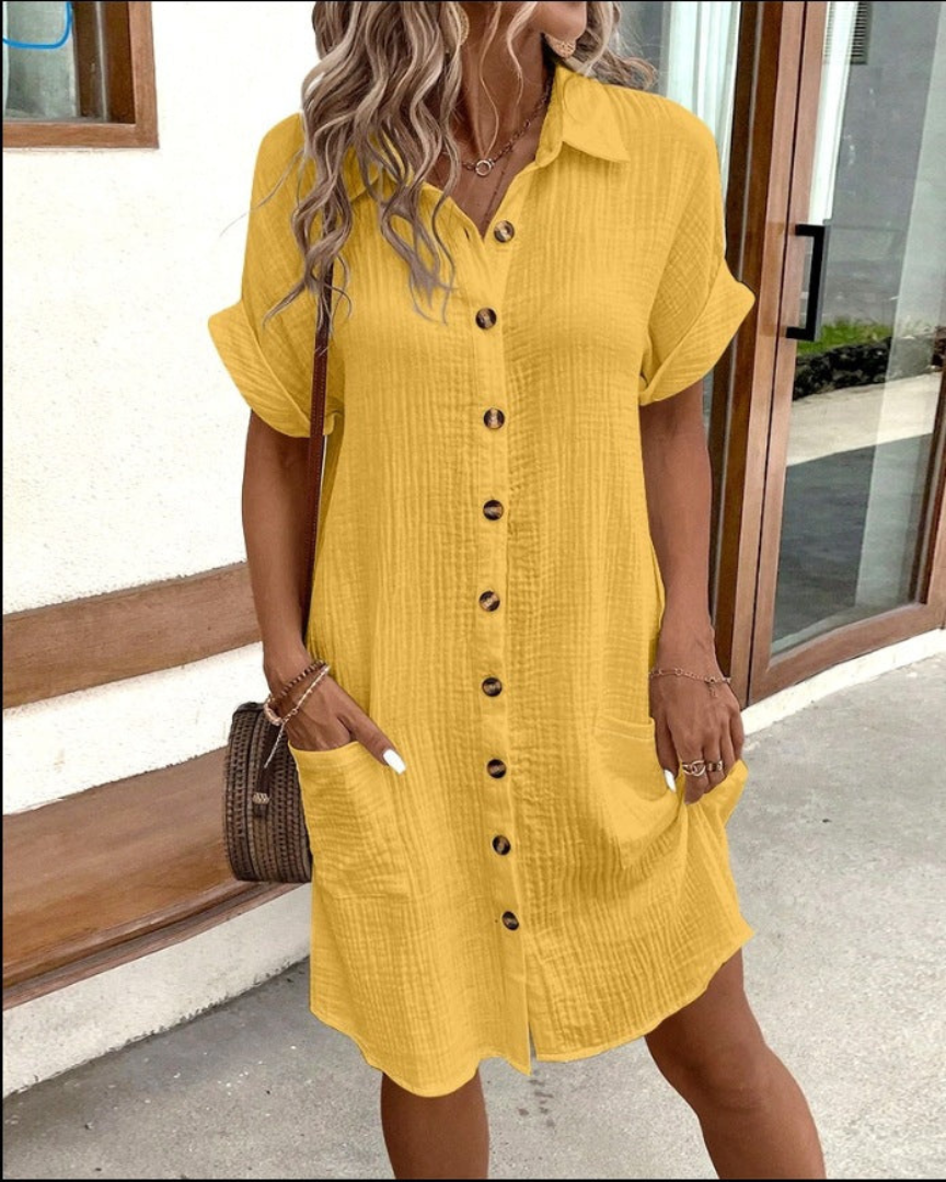 Damen Hemdkleid Klassisk Stil Lett Materiale 1