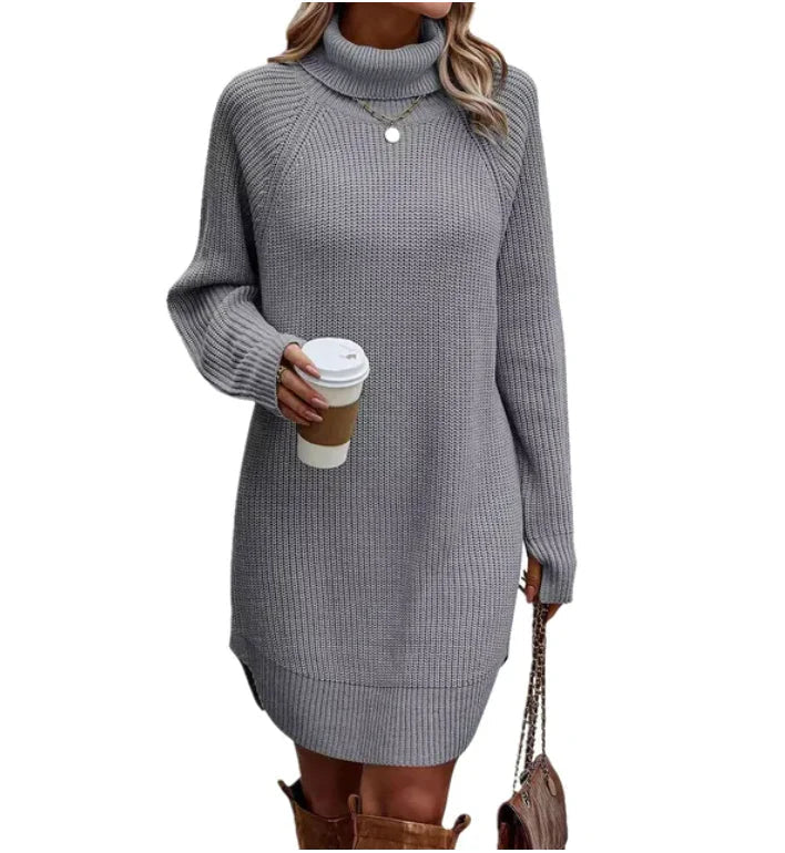 Damen Strikkkjole Klassisk Design Strikket Stoff 2